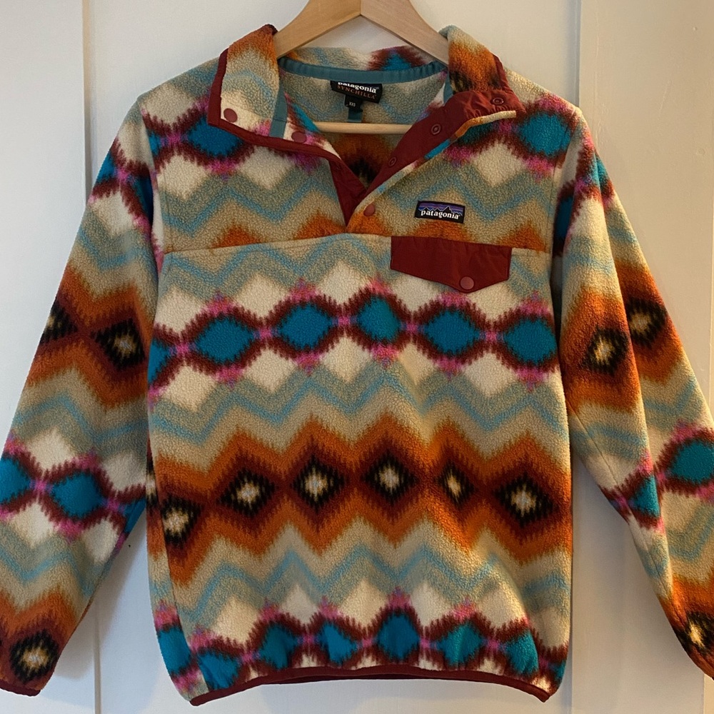 Patagonia Synchilla Snap T Fleece Aztec Timber Twist: Cinder Red Women’s  XXS
